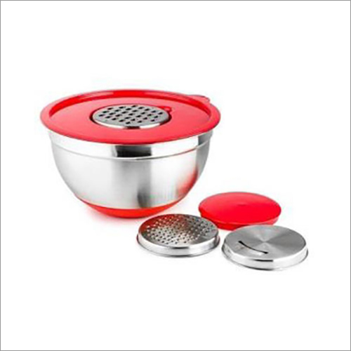 JSI 844 Stainless Steel German Grater Anti Skid Lid Bowl Set