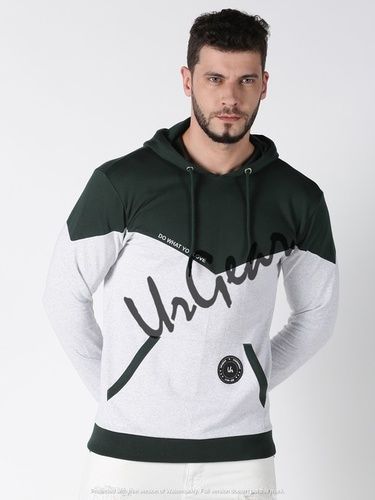 Green & White Mens Hooded Sweatshirts