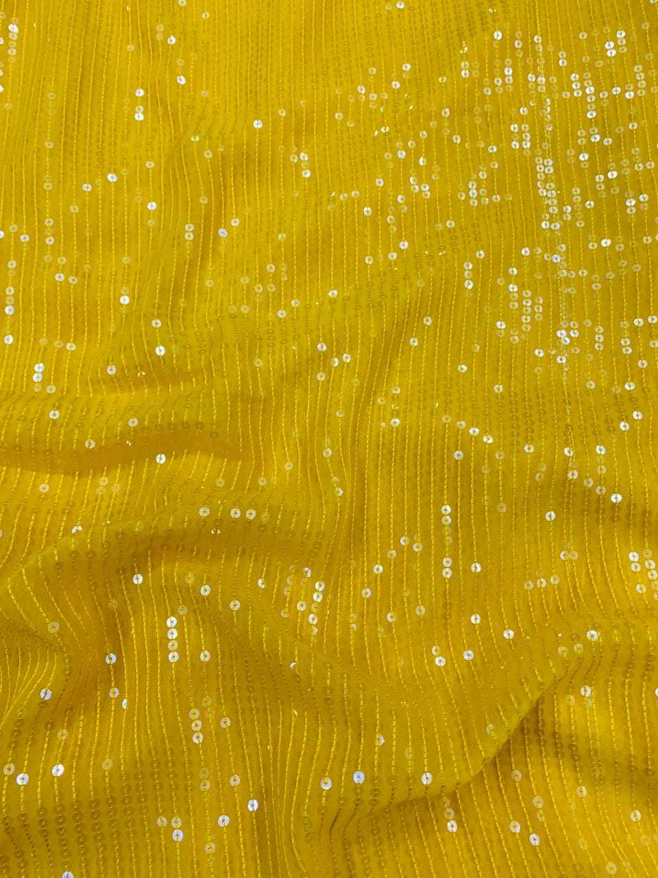 Embroidery Poly Georgette Fabric - 44 Inch Regular Width, Embroidered With Sequence And Thread Work, Available In Various Colors