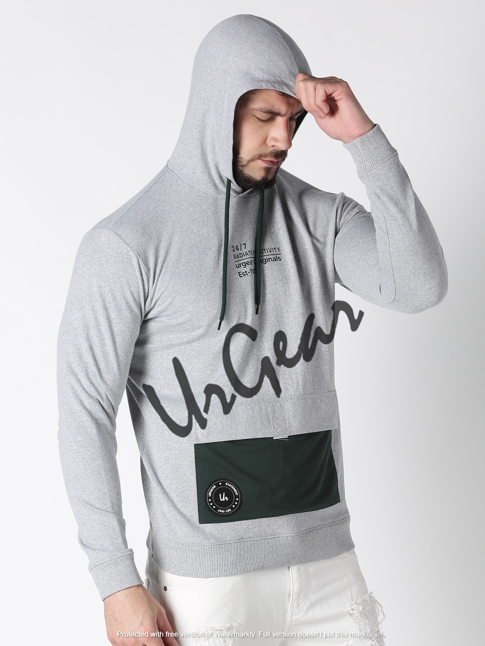 Mens Hooded Sweatshirts - Printed Other Material, Sizes S-xxxl, Grey Color | Breathable, Washable, Long Sleeves, Western Style