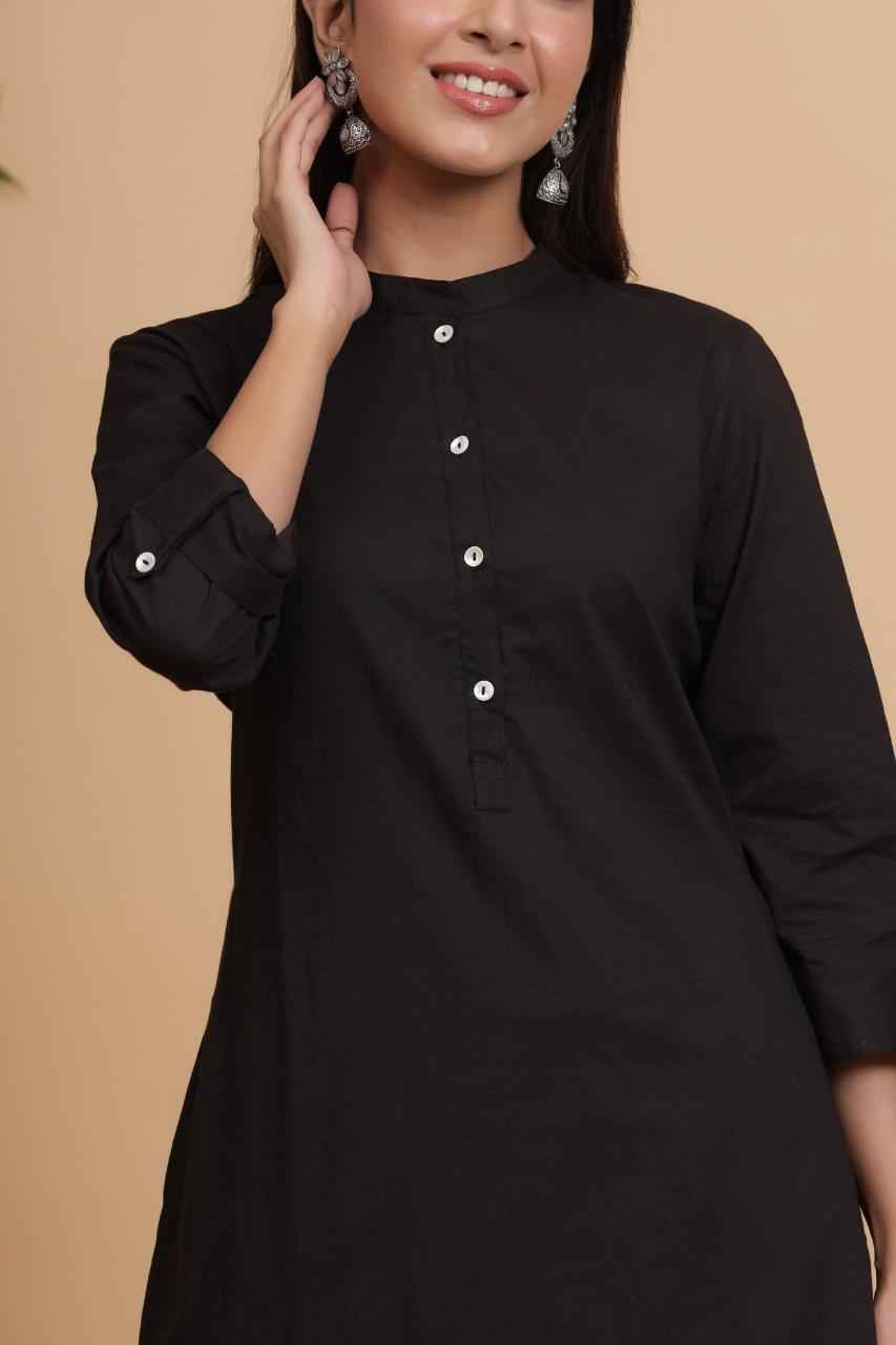 Black And White Cotton Kurta