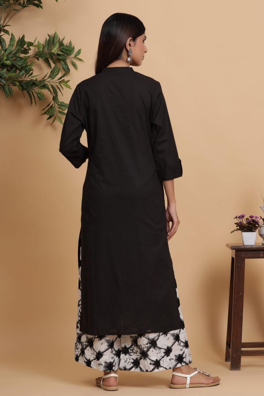 Black And White Cotton Kurta