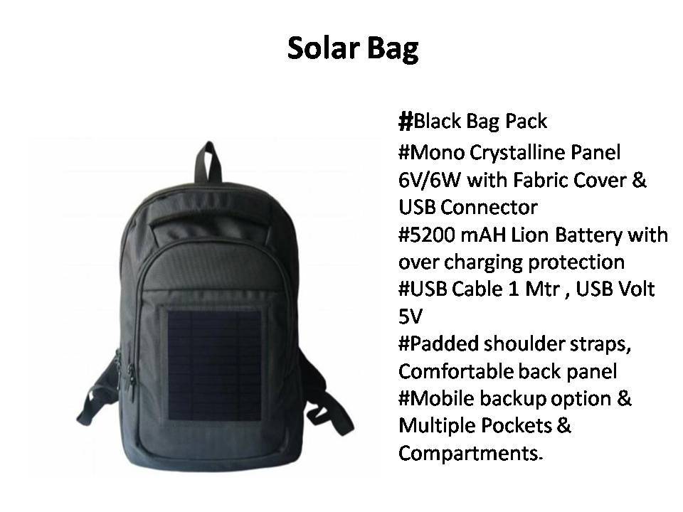 Solar Bags & Backpack Dimension(l*w*h): 46 X 31 X 16  Centimeter (Cm)