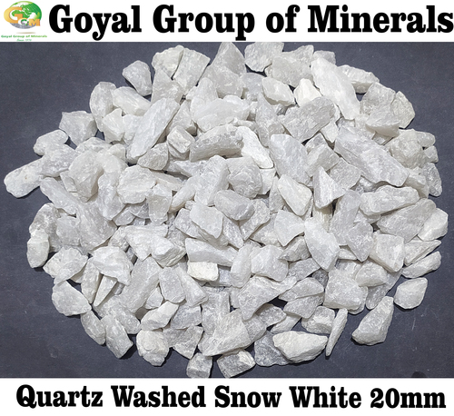 Quartz Stone Above 20MM - Washed Snow Quartz Grits, Size: 20 mm, White Color, SiO2 99% Min , Ideal for Grinding & Grains Manufacturing
