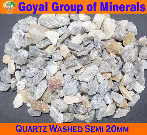 Washed Crushed Quartz - Sio2 98.5% Min, Size 10-25 mm, Color White, Granule Shape | Ideal for Grinding & Grains Manufacturing