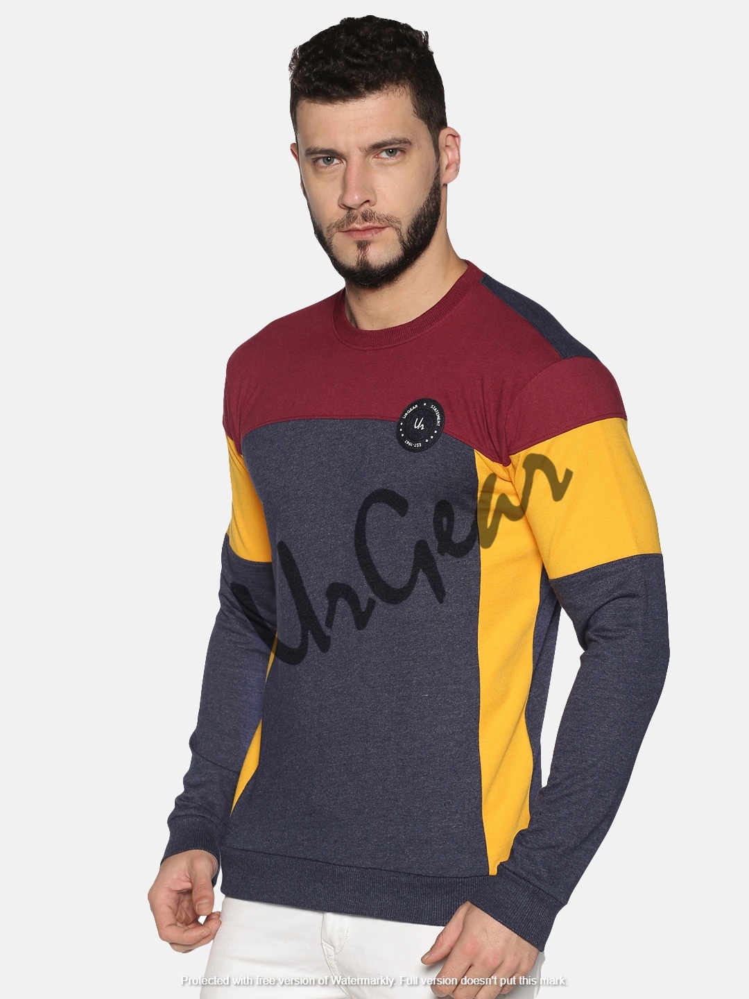 Mens Round Neck Sweatshirt - Long Sleeves Multicolor | Breathable No Fade Washable Casual Style