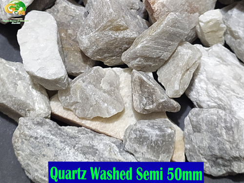 Quartz Stone 50MM Semi - Semi Quartz Grits, White Color, Granule Shape | Application: Grinding & Silica Sand Manufacturing, Sio2 97.5% Min.