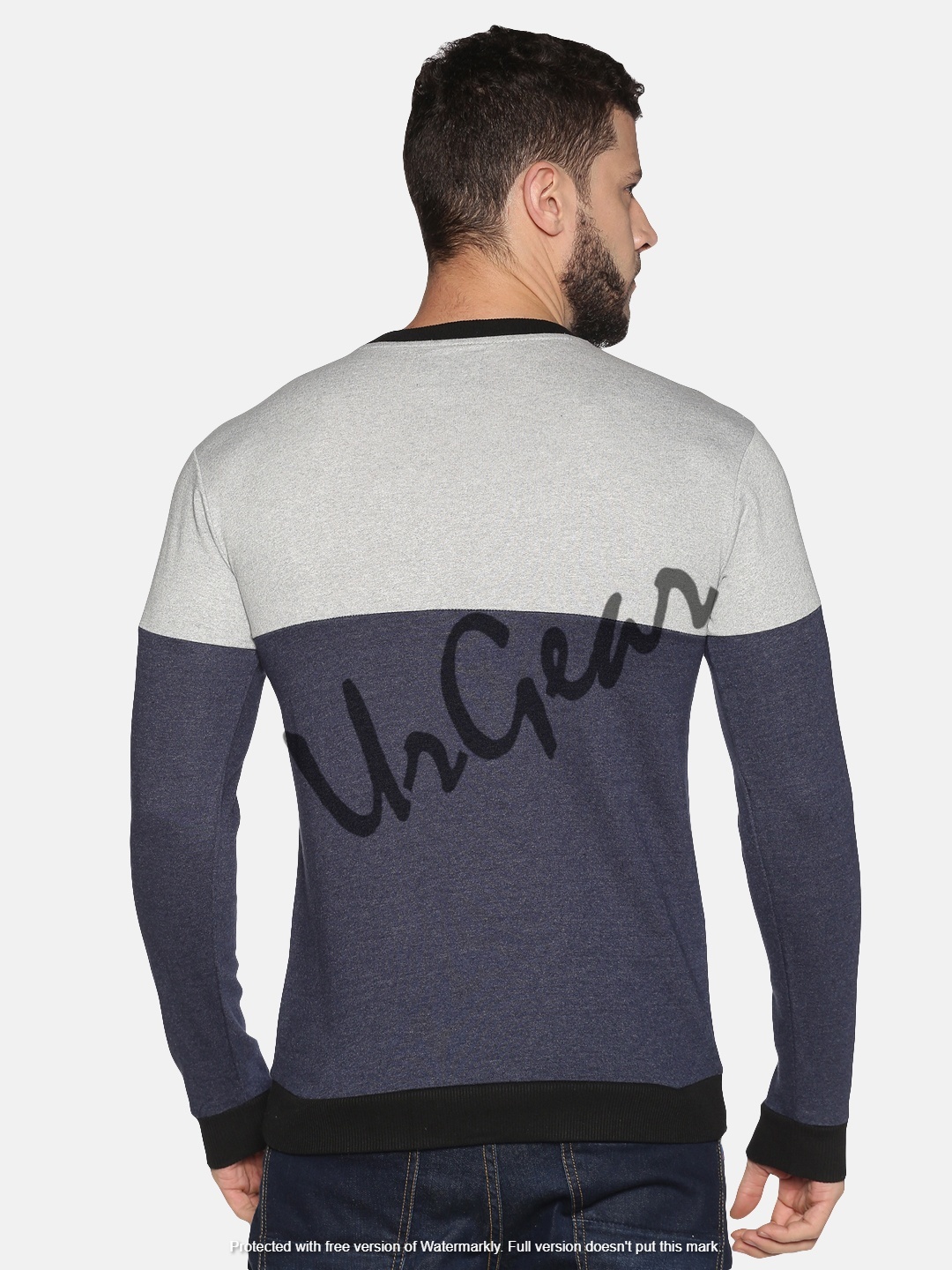 Navy & Grey Mens Round Neck Sweatshirt