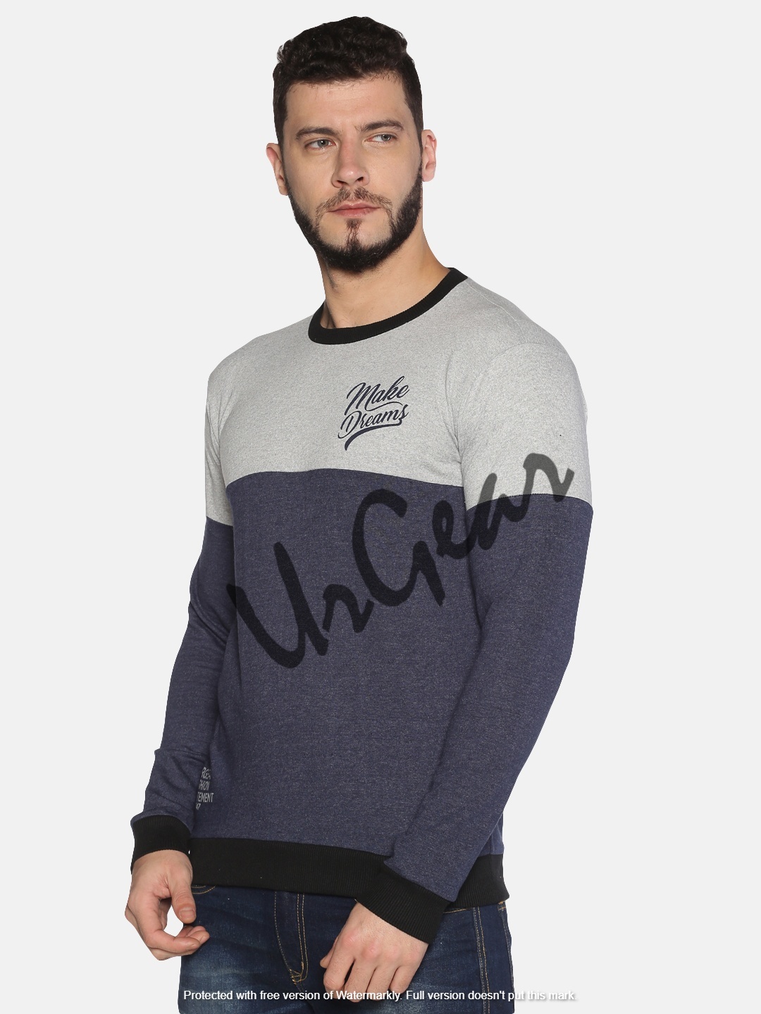 Navy & Grey Mens Round Neck Sweatshirt