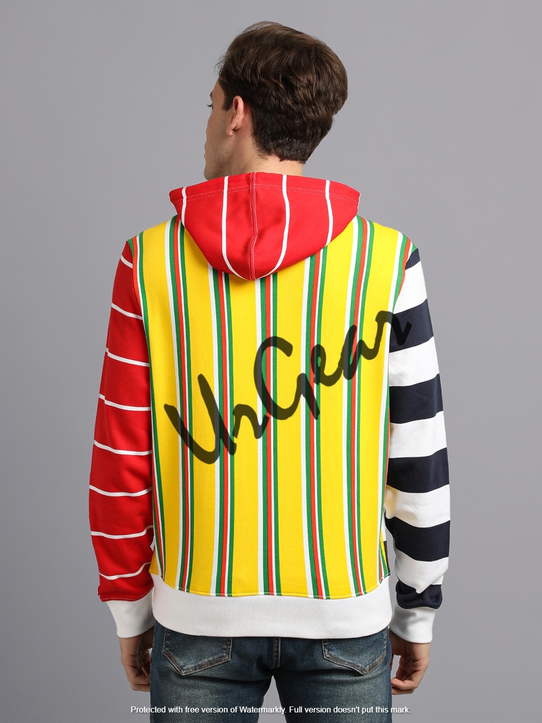 Mens Hooded Sweatshirts - Other Material, Available In Sizes S-xxxl, Multicolor Striped Design | Breathable, No Fade, Washable, Long Sleeves, Western Style