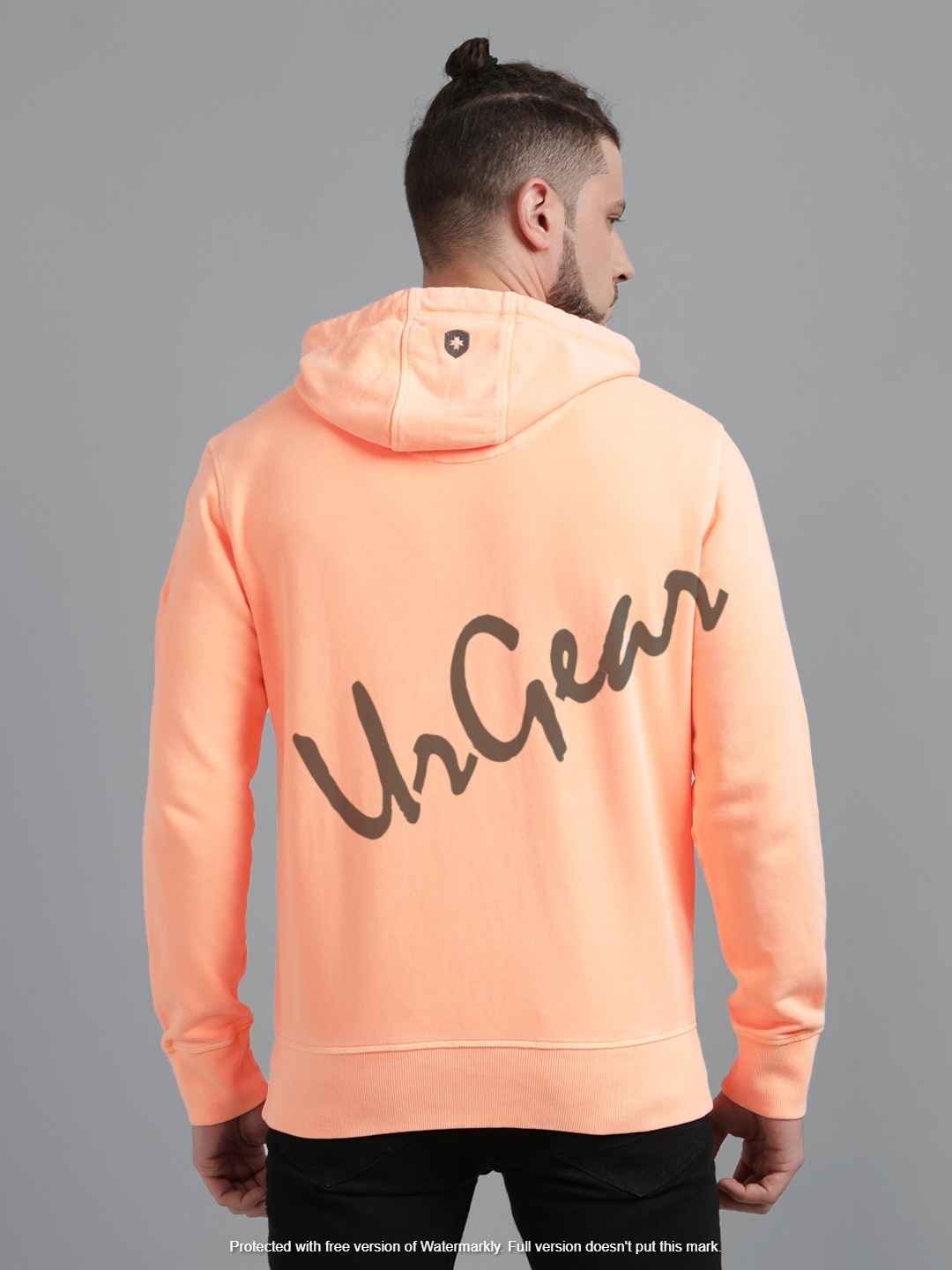Men's Zipper Sweatshirt - 100% Combed Cotton Fleece, Orange | Breathable, Bio-washed, Long Sleeve, Embroidered