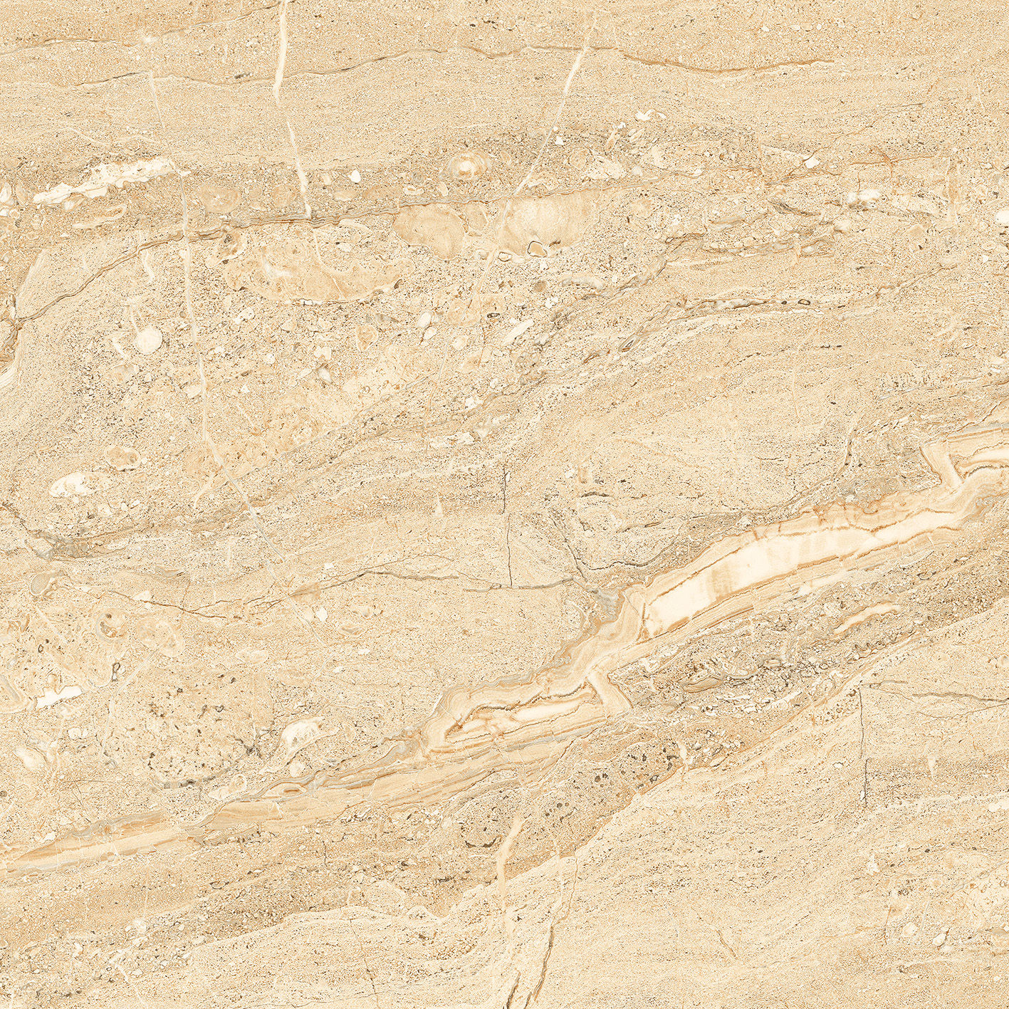 Veronica Beige - 600x600 Mm, Polished Glossy Effect Porcelain Tiles | Antibacterial, Waterproof, Wear-resistant, Fireproof, Environmentally-friendly, Heat Insulation, Easy To Install, Non-poisonous