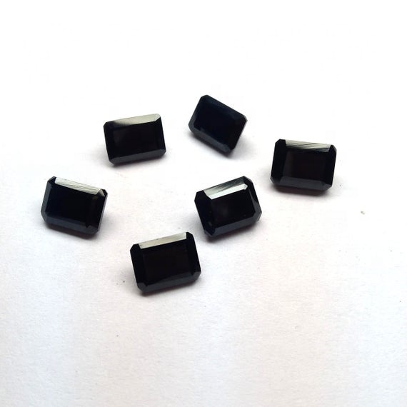 6x8mm Black Spinel Faceted Octagon Loose Gemstones Grade: Aaa