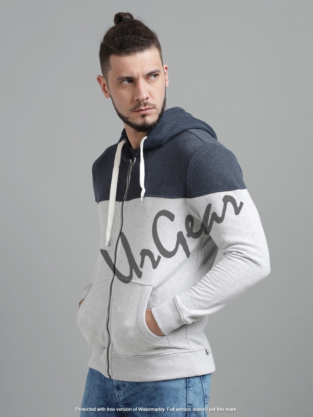 Navy & Grey Mens Hooded Sweatshirts