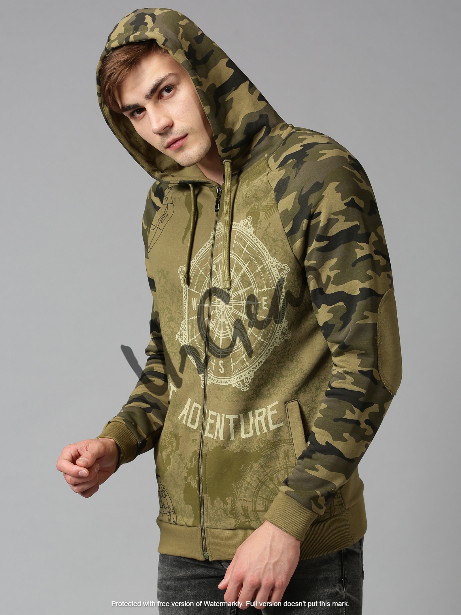 Green Mens Zipper Sweatshirts