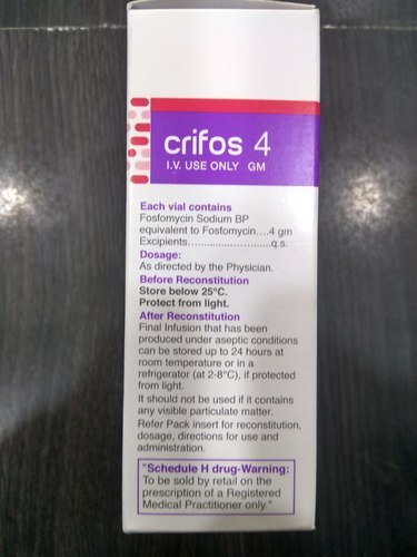 Crifos 4 I.V (फोस्टोमाइसिन) इंजेक्शन सामग्री: फोस्टोमाइसिन 4Gm
