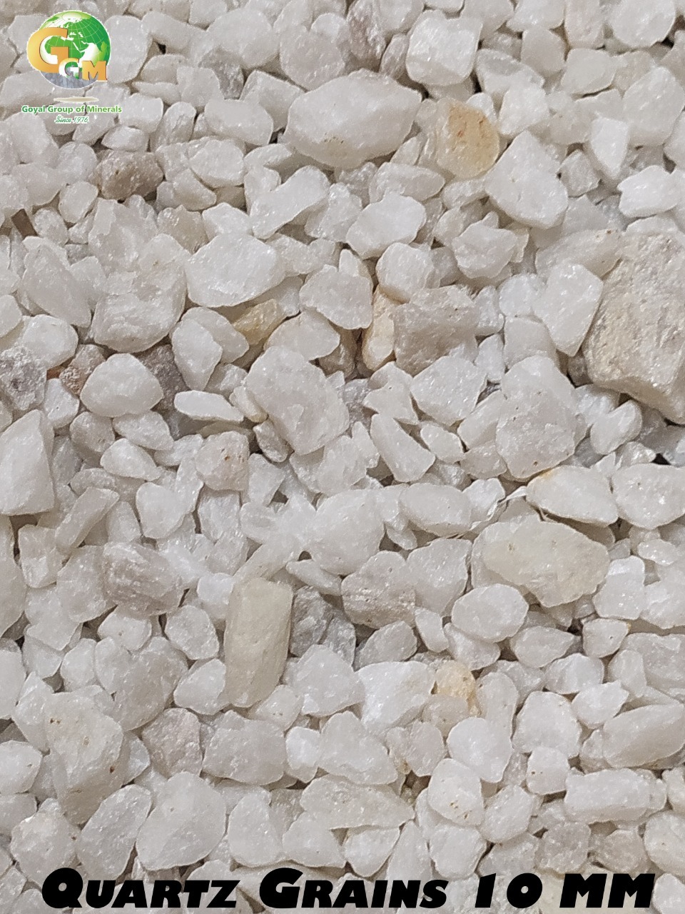10 Mm Large Size Quartz Grain - Sio2 98.00% Min, Feo3 0.02% Max, White Color, Dust Free, Granule Shape, Ideal For Tiles Additive & Fertilizers