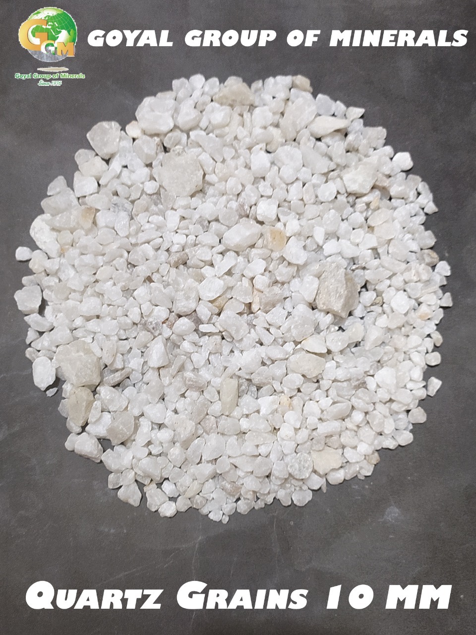 10 Mm Large Size Quartz Grain - Sio2 98.00% Min, Feo3 0.02% Max, White Color, Dust Free, Granule Shape, Ideal For Tiles Additive & Fertilizers