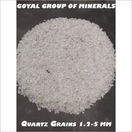 Medium Size Quartz Grains - Sio2 98.00% Min, Feo3 0.02% Max, White Color, Size 1.2-5 Mm | Grinding Application, Iron Free, Double Screening Granules