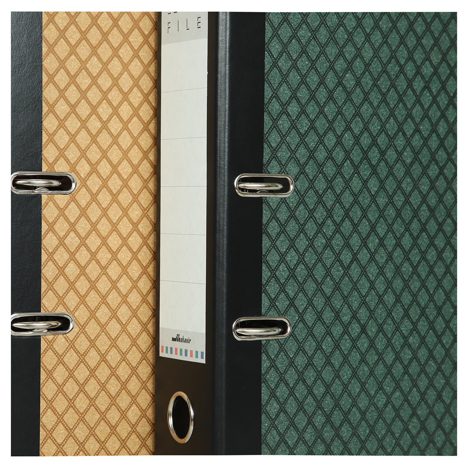 Mahavir Superior- Foolscap Size - Lever Arch File 2 Hole (Cream And Green) Weight: 525 Each (Total 1050gm) Grams (G)