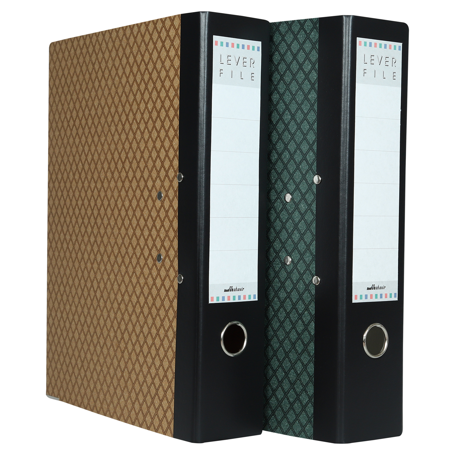 Mahavir Superior- Foolscap Size - Lever Arch File 2 Hole (Cream And Green) Weight: 525 Each (Total 1050gm) Grams (G)