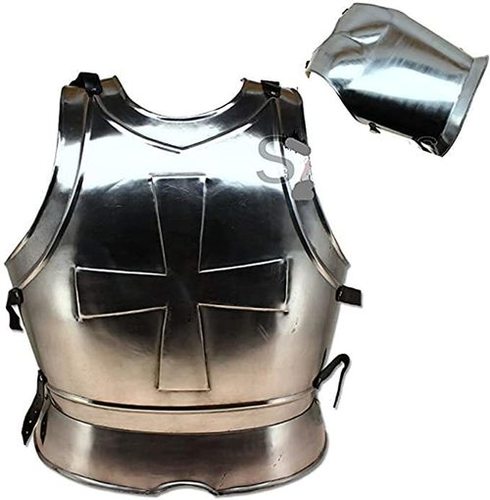 Steel Medieval Knights Templar Crusaders Armor Pointmans Cuirass Front & Back Silver
