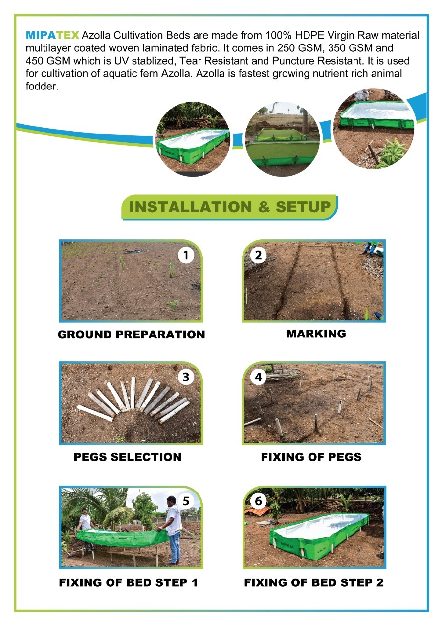Mipatex Hdpe Azolla Bed - 12ft X 4ft X 1ft , Durable Green/white Hdpe Fabric With Leak-free Design And Optimal Water Management