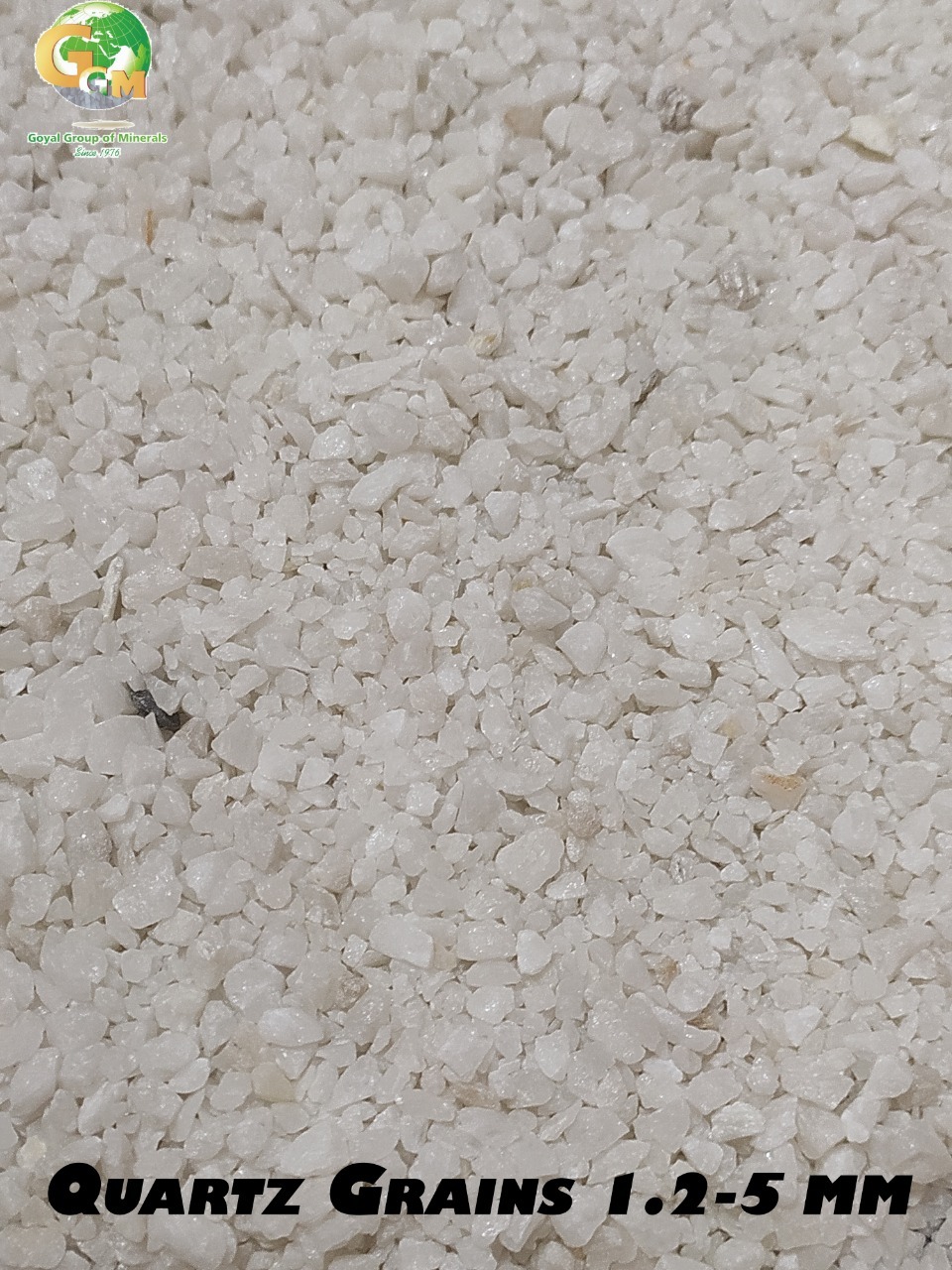 Quartz Grains (1.2-5 Mm) - White, Iron Free, Size: 1.2-5 Mm, Sio2: 98.00% Min, Feo3: 0.02% Max | Basic Refractory For Grinding & Grains Manufacturing