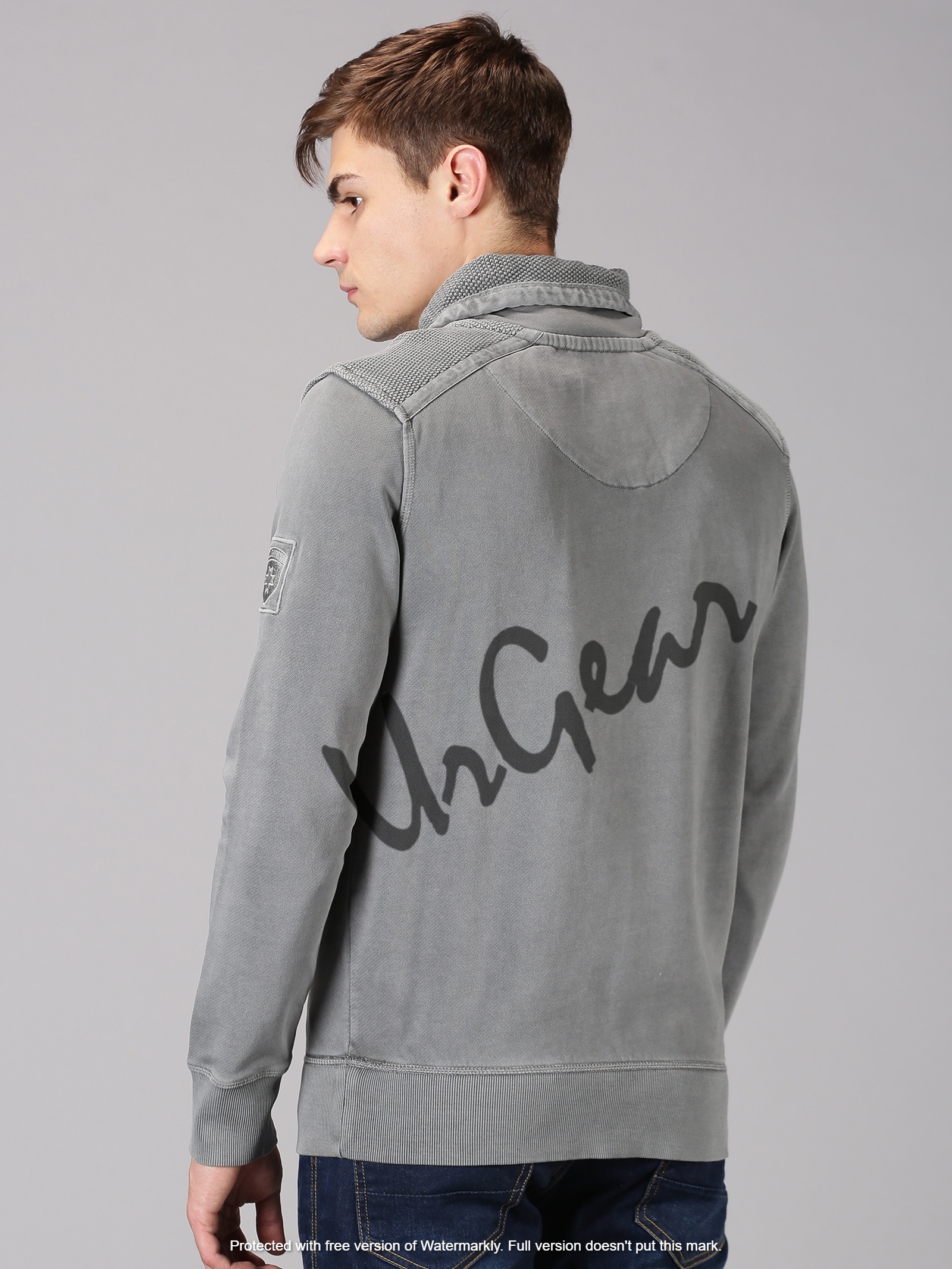 Grey Mens High Neck Sweatshirts