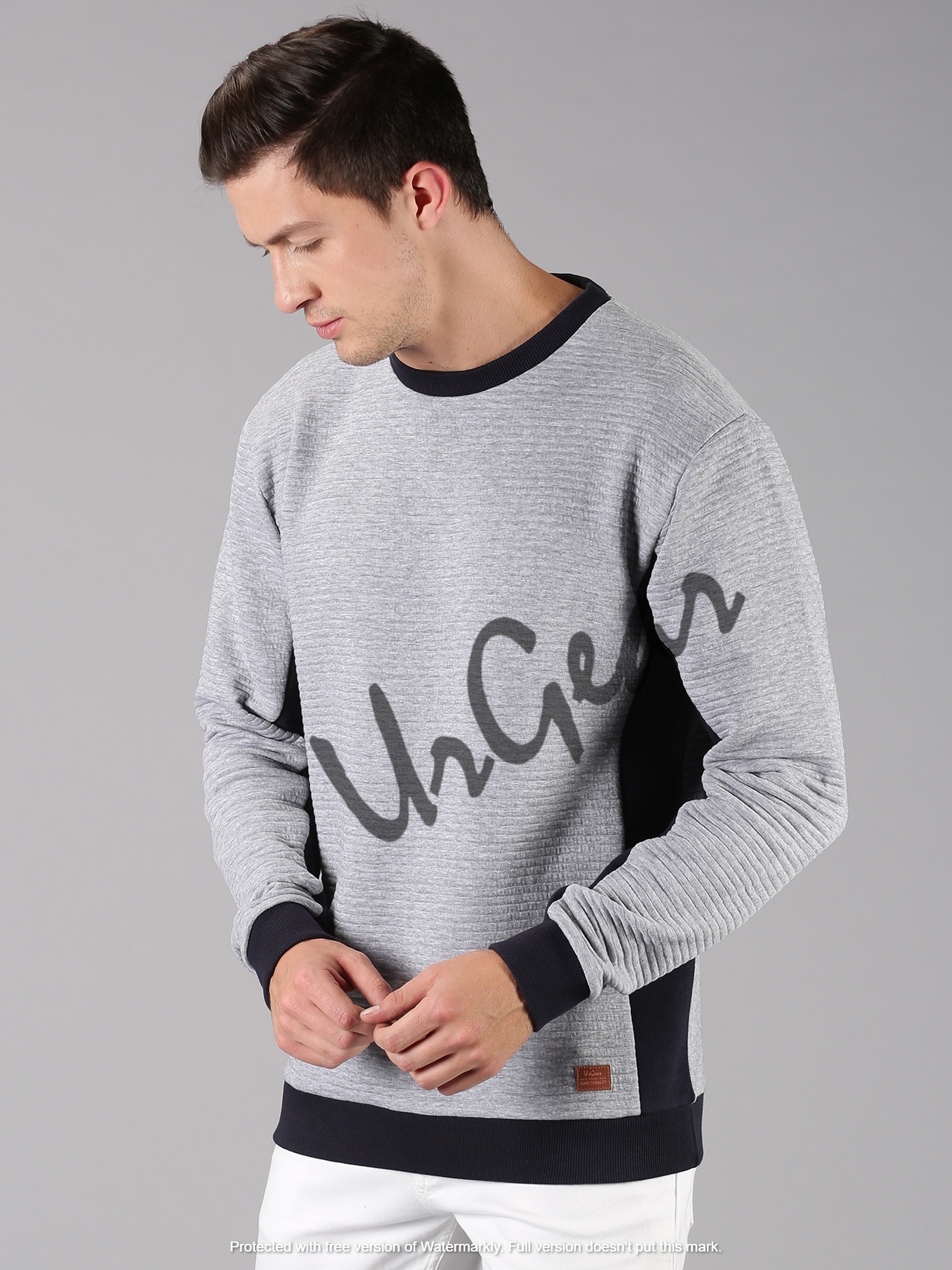 Men''s Casual Round Neck Sweatshirt - Long Sleeves, Sized L-xxl, Grey | Breathable, Washable, No Fade