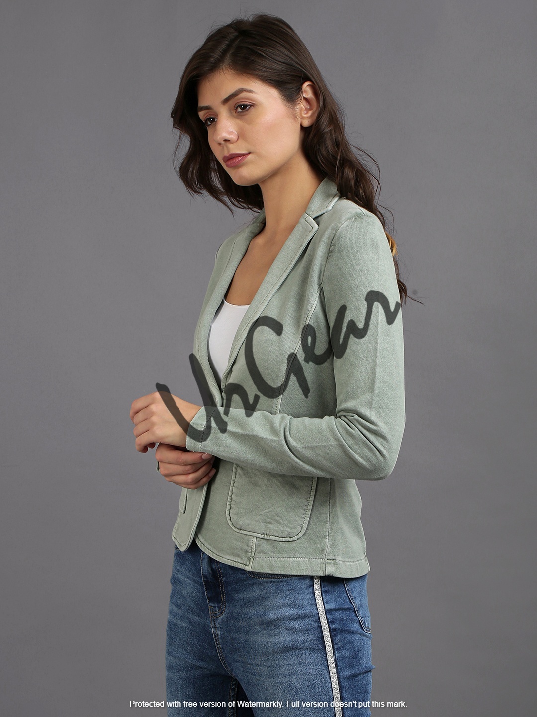 Women Fleece Jacket - 280 Gsm Soft Bio-washed Fabric, Lite Green Color, Full Sleeves, Casual Dress Type, Breathable And No Fade Features