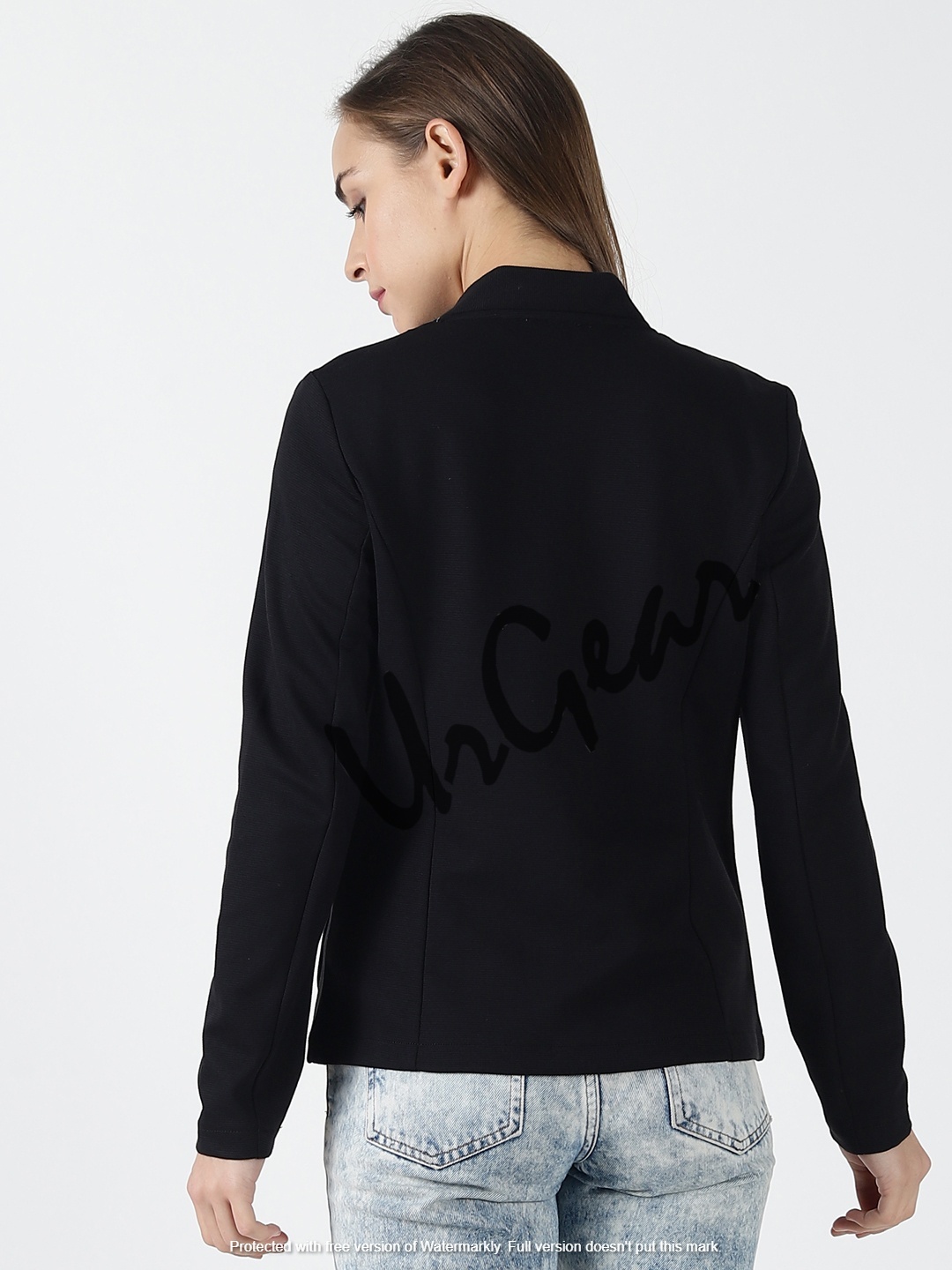 Women Solid Black Jacket Decoration Material: Cloths