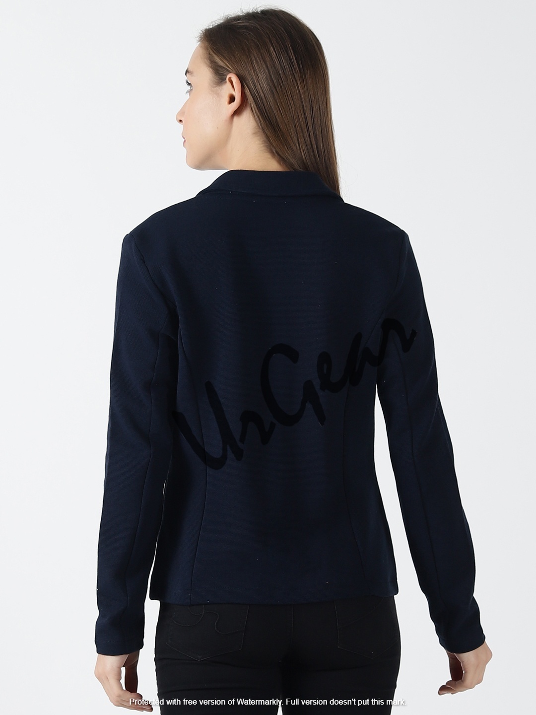 Women Solid Navy Jacket - Fleece Fabric 280 Gsm, Soft Bio-washed Quality | Breathable, No Fade, Regular Machine Wash, Full Sleeves