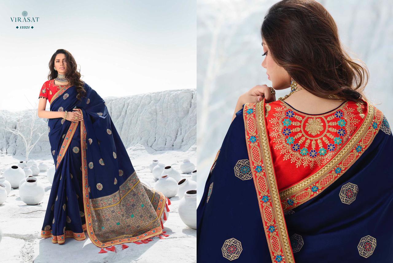 Silk Saree - Banarasi Silk, Multi Color, Party Wear | Resam Embroidery, Ideal For Rainy, Spring, Summer, Winter Occasions