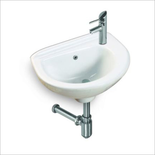 White Wash Basin - Ceramic, Wall Mounted, Polished Finish | One Piece Structure, Versatile Design in Multiple Colors