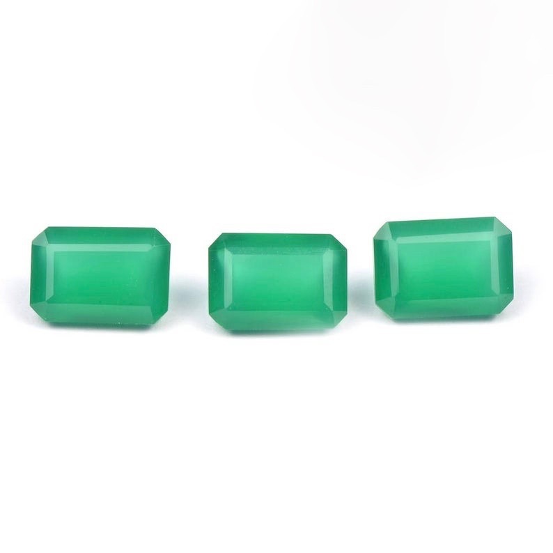 8x10mm Green Onyx Faceted Octagon Loose Gemstones Grade: Aaa