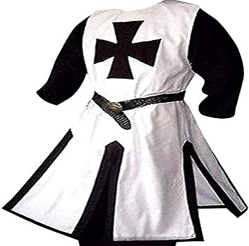 Medieval Knight Cross Larp Surcoat White/Black Size: Large