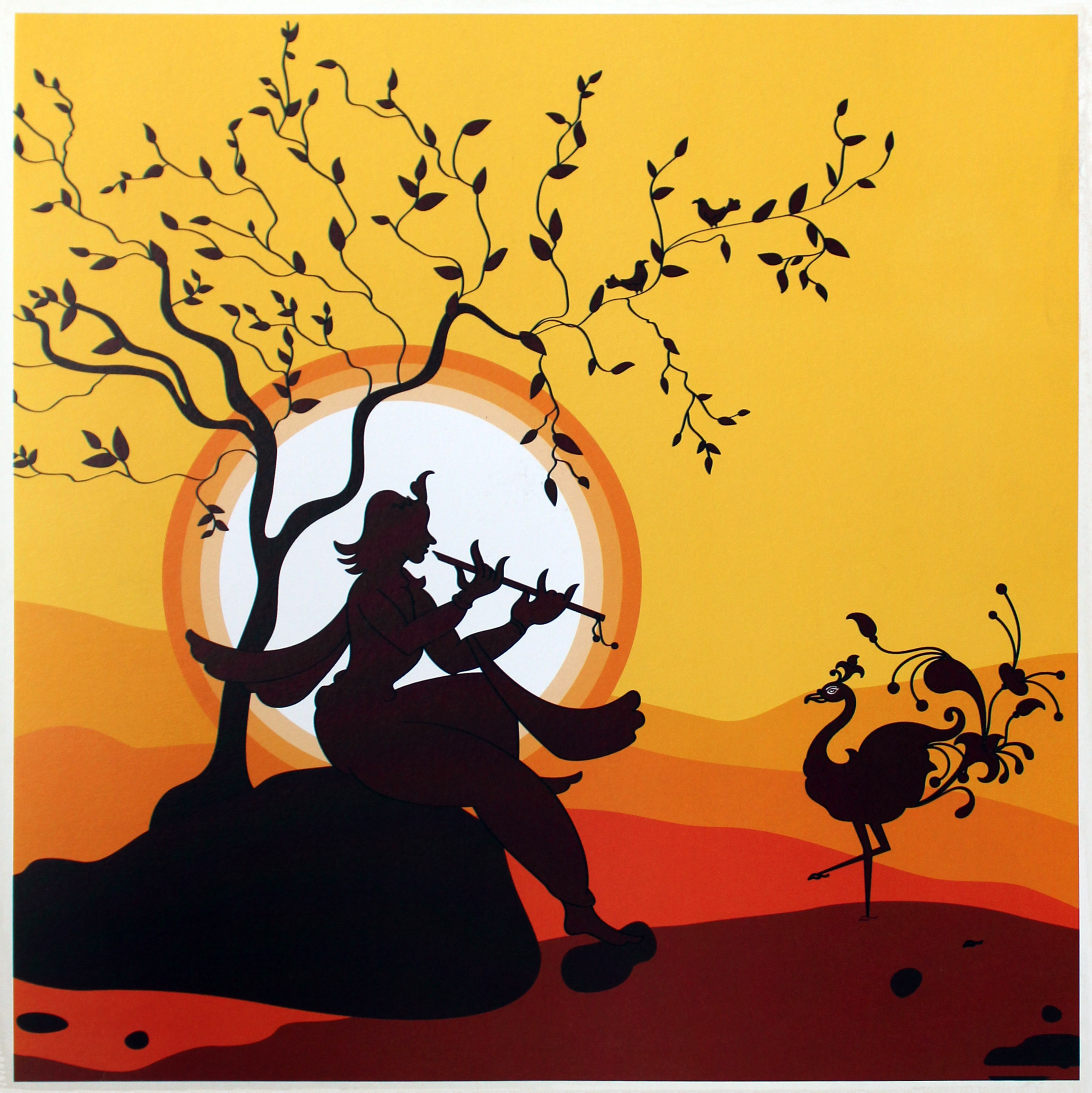 Krishna Radha Abstract Poster Painting - Multicolor, Rectangular Shape | Handcrafted, Perfect For Janmashtami And Wedding Gifts, Zero Maintenance, Timely Delivery