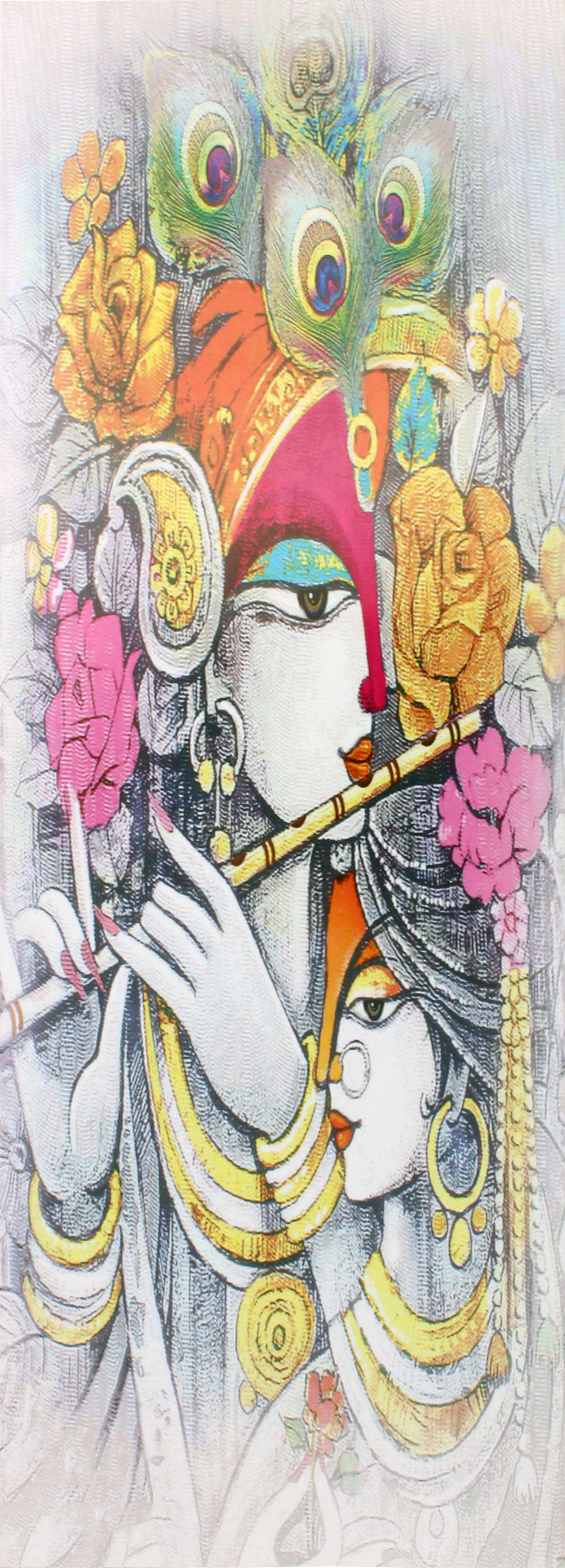 Krishna Radha Abstract Poster Painting - Multicolor, Rectangular Shape | Handcrafted, Perfect For Janmashtami And Wedding Gifts, Zero Maintenance, Timely Delivery
