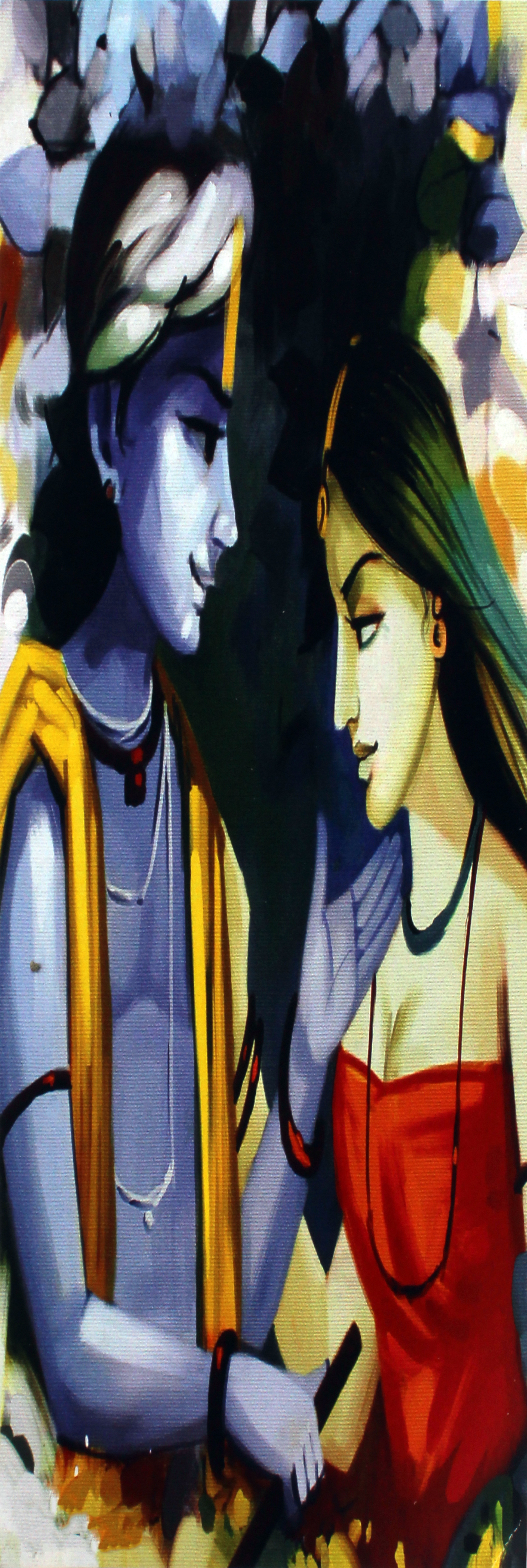 Krishna Radha Abstract Poster Painting - Multicolor, Rectangular Shape | Handcrafted, Perfect For Janmashtami And Wedding Gifts, Zero Maintenance, Timely Delivery