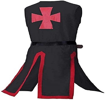 Medieval Armor Templar Cross Surcoat Black/Red Cloak Reenactment