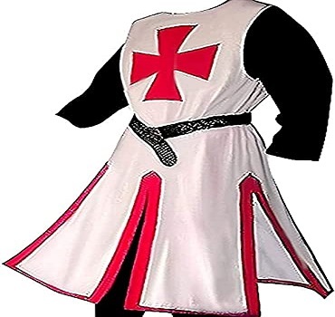 Medieval Larp Knights Templar Surcoat , White/red Size: Large