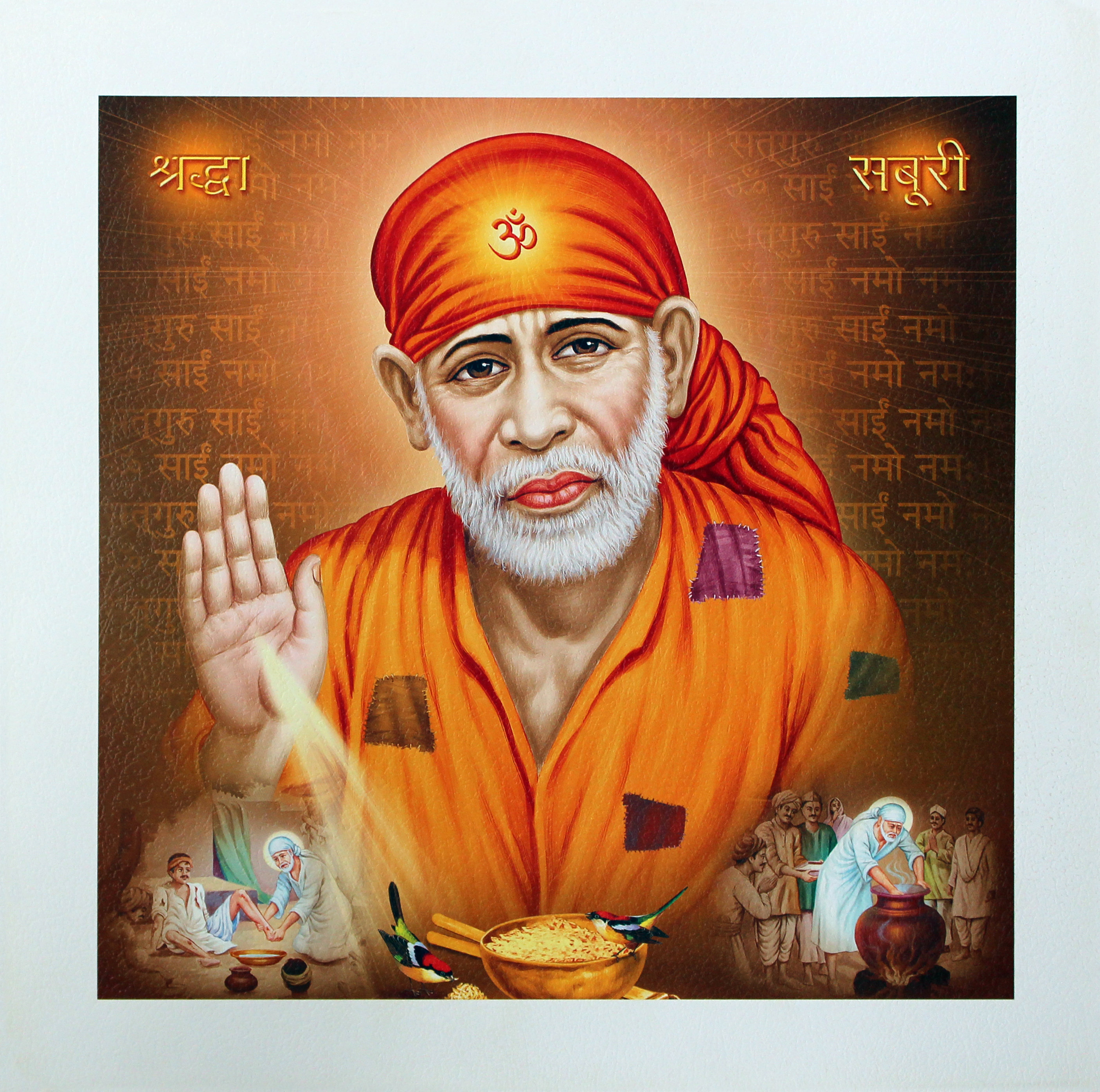 Sai Baba Painting - Handcrafted Poster Art, 24x36 Inches, Multicolor, Ideal For Decoration & Gifting, Intricate Design With Anti-tarnish Finish