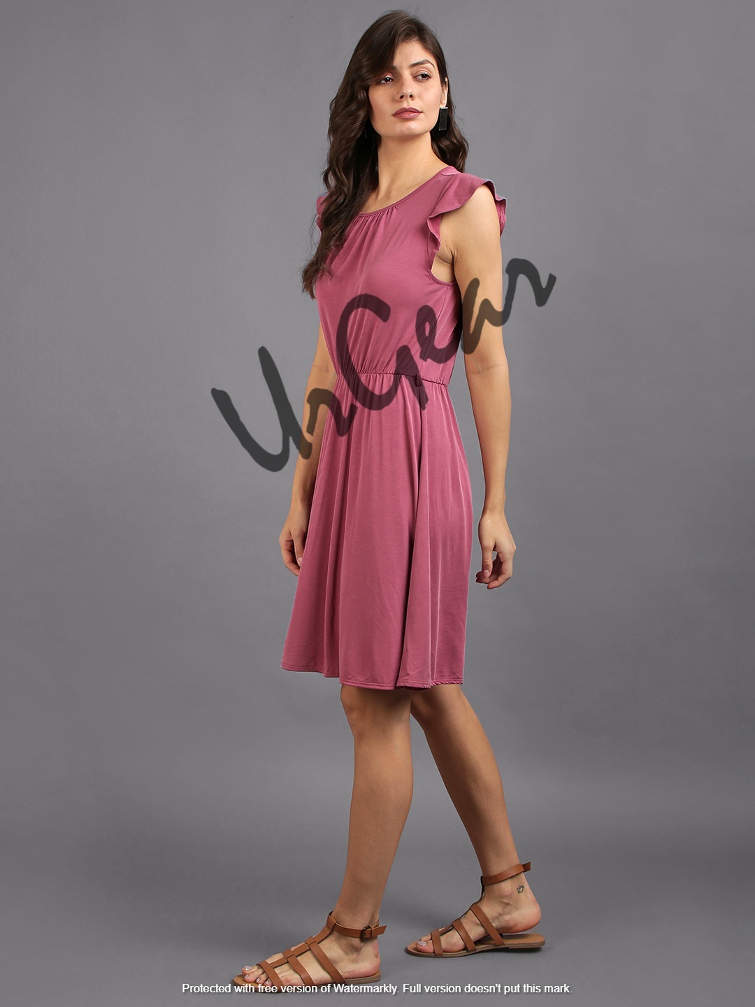 Women Pink Solid Dress Decoration Material: Cloths