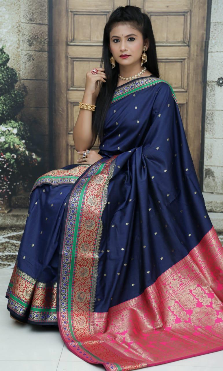 Soft Pure Silk Sarees - Beautiful Soft Pure Silk, Stunning Paithani Style With Rich Pallu, Available In 9 Vibrant Colors For Festive Occasions