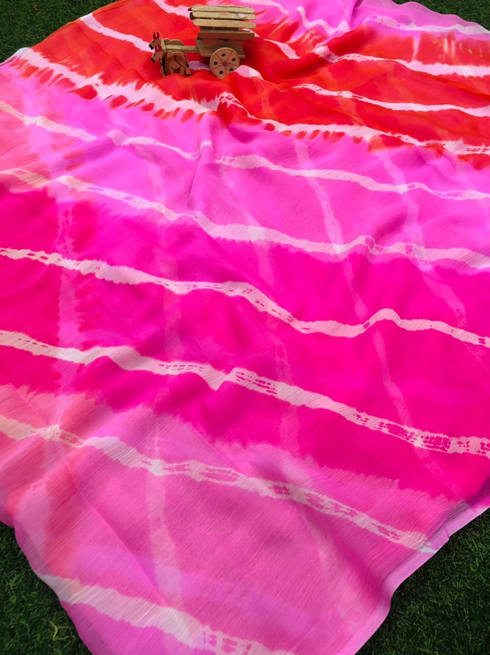 Daily Wear Hot Colors Chiffon Saree