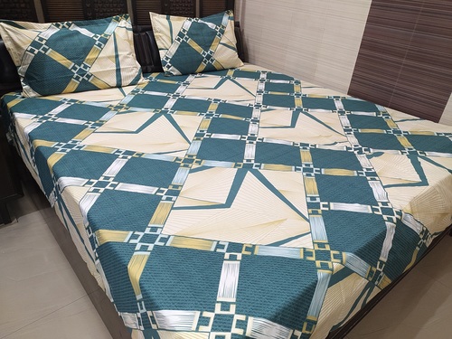 मल्टी एबीसी प्योर कॉटन किंग साइज़ प्रिंटेड डबल बेडशीट 2 तकिये के कवर के साथ 240Tc (100X108) इंच