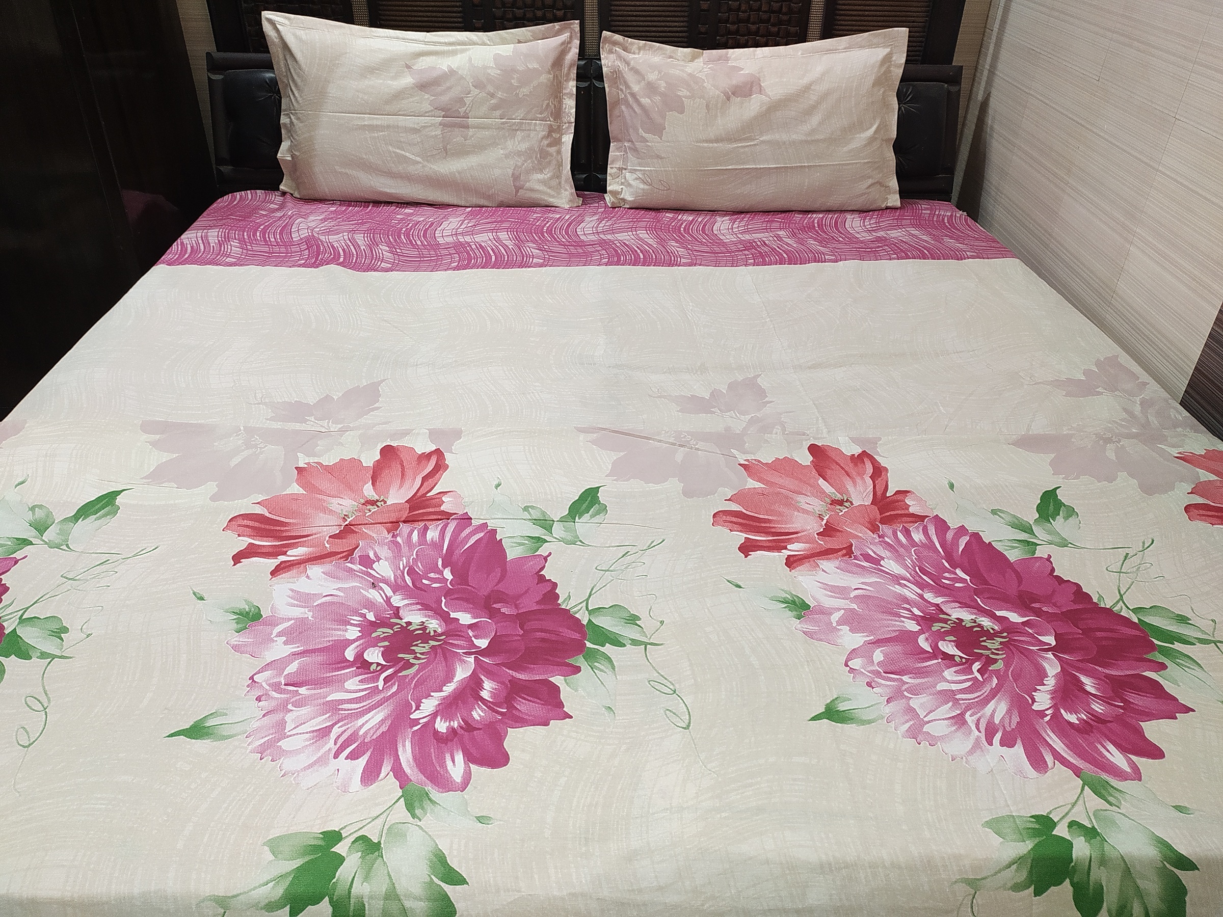 Abc Textile King Size Printed Double Bedsheet With 2 Pillow Covers 240tc Pure Cotton (100x108 Inches)