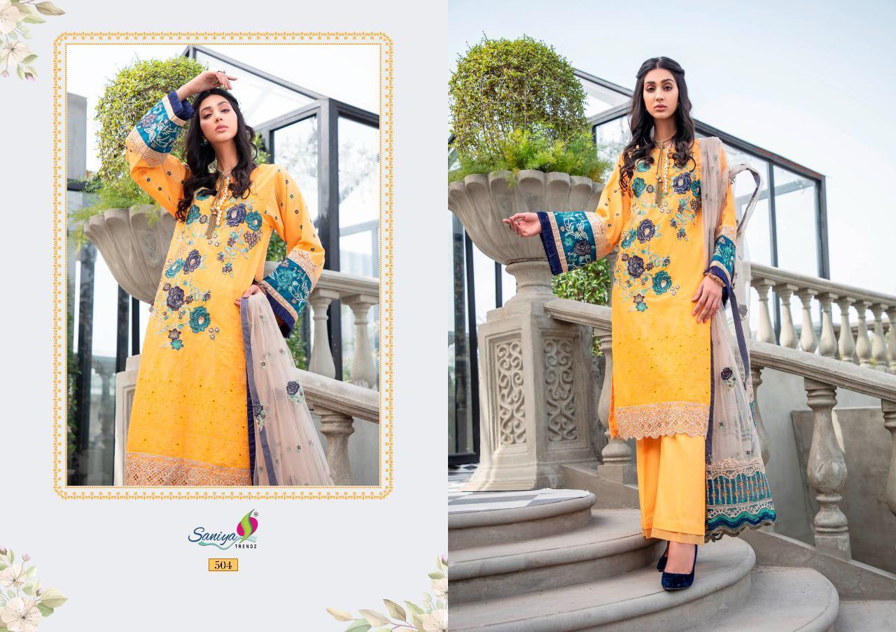 Pakistani Suits - Luxury Cambric Heavy Chickenkari Embroidered Collection | Solid Cotton Bottom Butterfly Net Dupatta With Heavy Embroidery