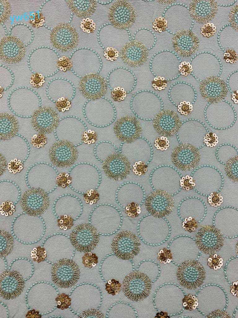 Embroidery Viscose Georgete Fabric - 44 Inch Width, Heavy Sequence And Thread Work | Available In Different Colors, Custom Length